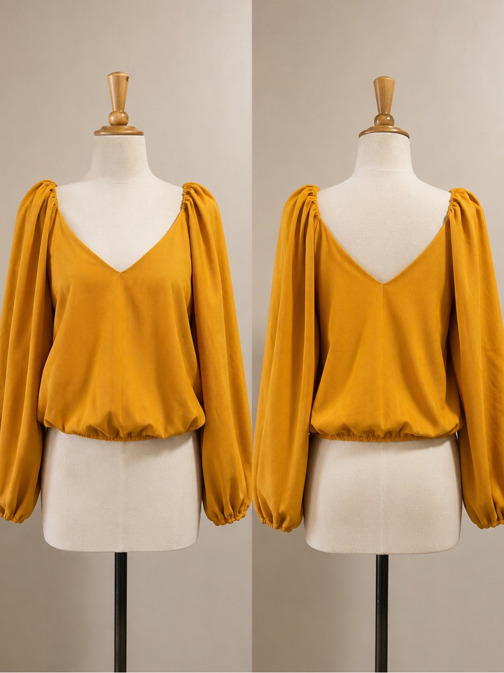 Mustard Yellow Balloon Sleeve Blouse Size M NWT